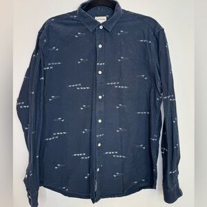 Frank and Oak Men's Navy Blue Patterned dog sled Shirt size large